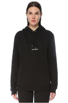 Saint Laurent Kadın Siyah Kapüşonlu Logo Detaylı Sweatshirt S EU(128051932)