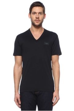 Dolce&amp;Gabbana Erkek Siyah V Yaka Basic T-shirt Lacivert 44 IT(127013572)