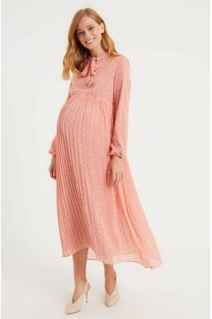 Kadın Puantiyeli Şifon Uzun Hamile Elbise(126605175)
