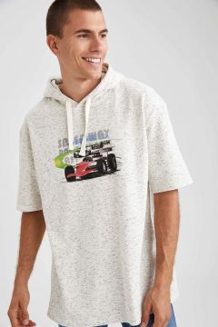 DeFacto Erkek Araba Baskılı Slim Fit Kısa Kollu Oversize Sweatshirt(125934660)
